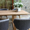 Cologne Spring zestaw stołowy ogrodowy szare plecione z liny krzesła drewniany prostokątny stół ogrodowy Twojasiesta ekskluzywne meble ogrodowe