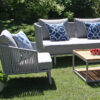 Coma Garden eleganckie meble ogrodowe aluminium lina jasnoszare sofa podwójna ogrodowa fotel Twoja Siesta luksusowe meble ogrodowe