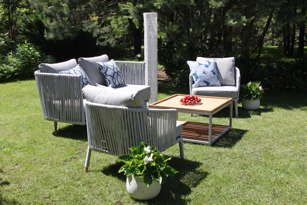 Coma Garden eleganckie meble ogrodowe aluminium szara lina zestaw ogrodowy Twoja Siesta luksusowe meble tarasowe