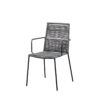 Kea nowoczesne krzesło ogrodowe z podłokietnikami lina polipropylenowa kolor szary | SUNS