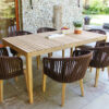Manacor elegancki zestaw obiadowy na taras stół tarasowy teak krzesła ogrodowe lina Twojasiesta eleganckie meble ogrodowe