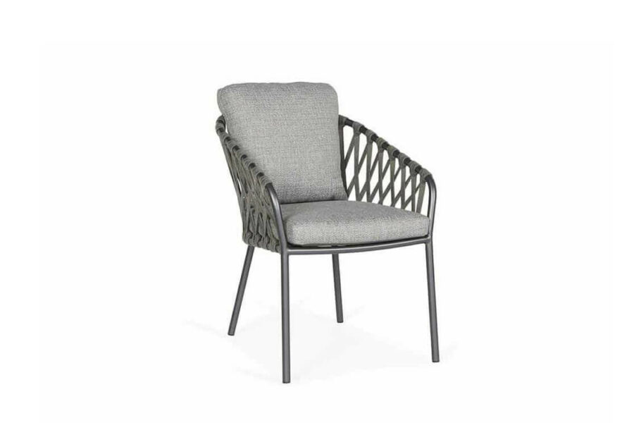 Nappa eleganckie krzesło ogrodowe antracytowe aluminium szare poduszki SUNS