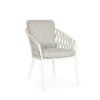 Nappa eleganckie krzesło ogrodowe białe aluminium jasnoszare poduszki SUNS