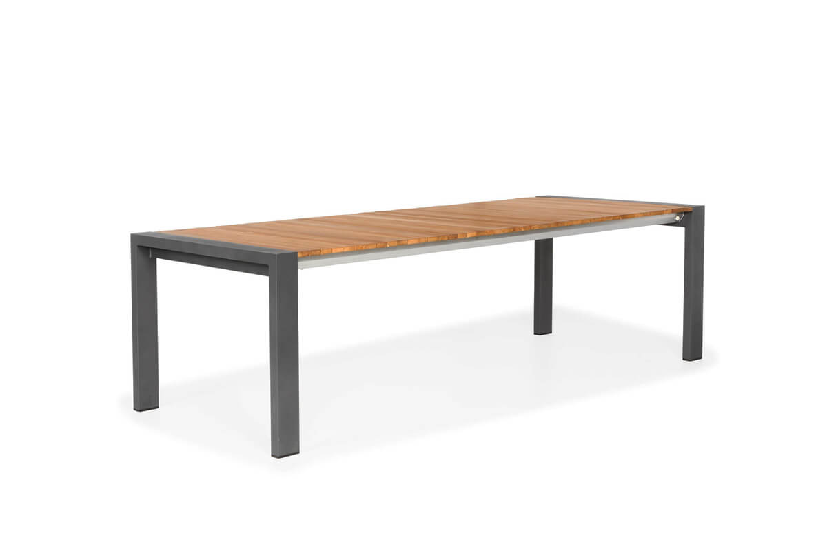 Rialto stół ogrodowy rozkładany aluminium drewno teak kolor antracytowy rozsuwany Suns