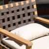 Rock"N'Roll ogrodowy fotel bujany z drewna teakowego lina polipropylen poduszki jasnobeżowe Twoja Siesta