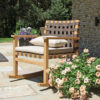 Rock"N'Roll ogrodowy fotel bujany z drewna teakowego liny jasnobeżowe poduszki Twoja Siesta