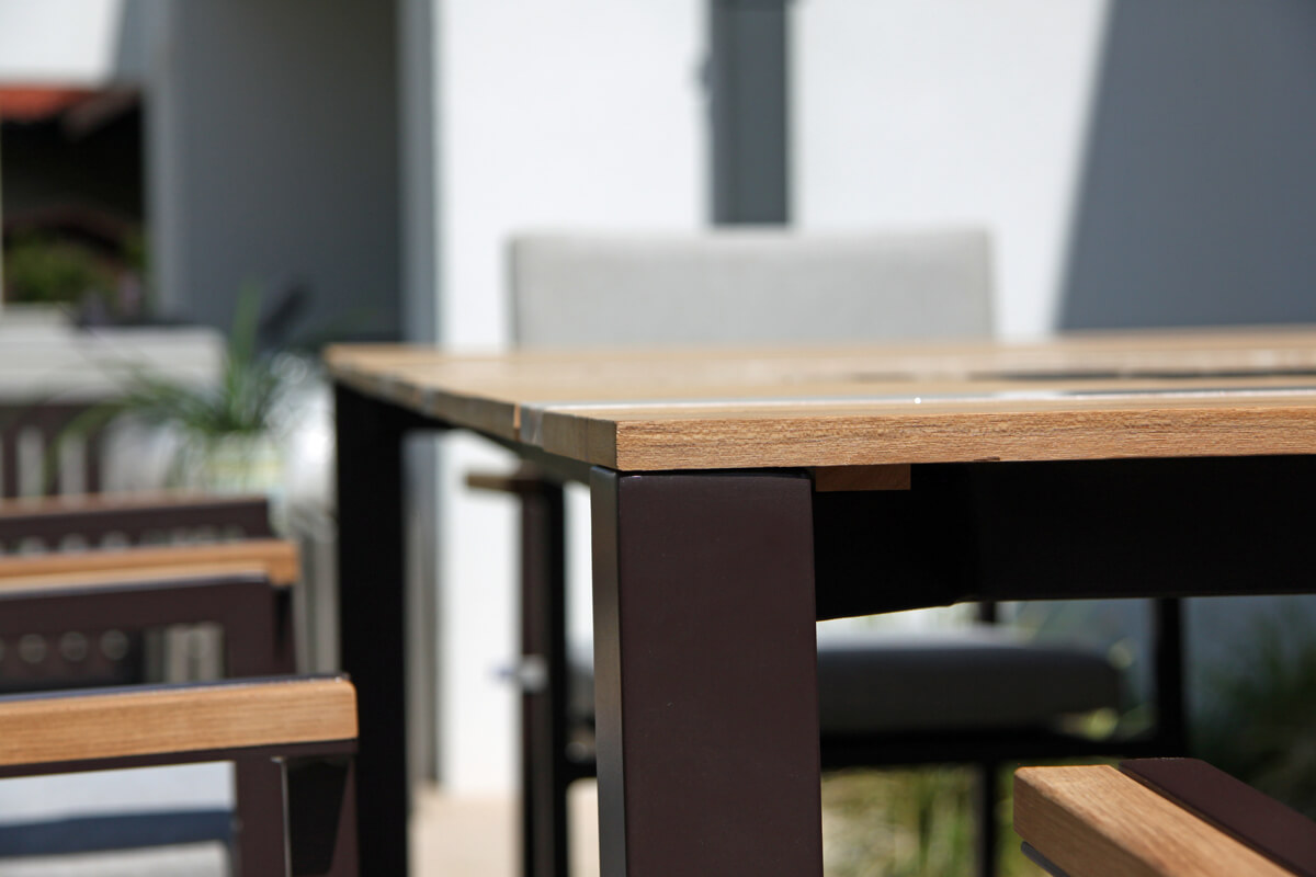 Soller luksusowy zestaw stołowy na taras 6 osobowy stół ogrodowy blat teakowy Twojasiesta
