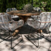 Bordeaux Laval zestaw ogrodowy z okrągłym stołem 135 cm 6 białych krzeseł rattanowych Vimine luksusowe meble ogrodowe