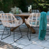 Bordeaux Laval zestaw ogrodowy z okrągłym stołem 170 cm 8 białych krzeseł rattanowych ogrodowych Vimine luksusowe meble ogrodowe rattanowe