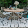Bordeaux Laval zestaw ogrodowy z okrągłym stołem 170 cm 8 krzeseł rattanowych kolor naturalny Vimine luksusowe meble ogrodowe