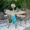Bordeaux Laval zestaw ogrodowy z okrągłym stołem 170 cm 8 rattanowych krzeseł kolor naturalny Vimine Twoja Siesta luksusowe meble ogrodowe