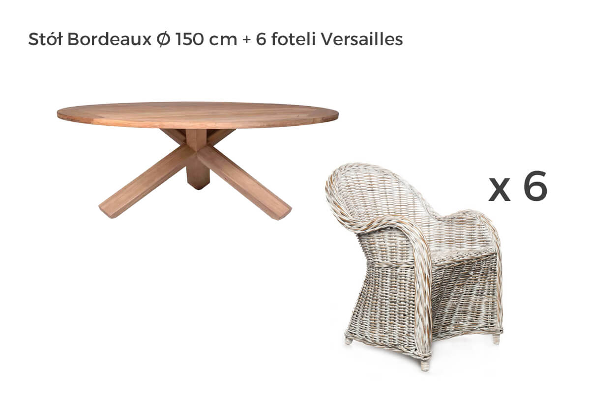 Bordeaux Versailles komplet mebli ogrodowych 6-8 osób, wariant 63888 Vimine