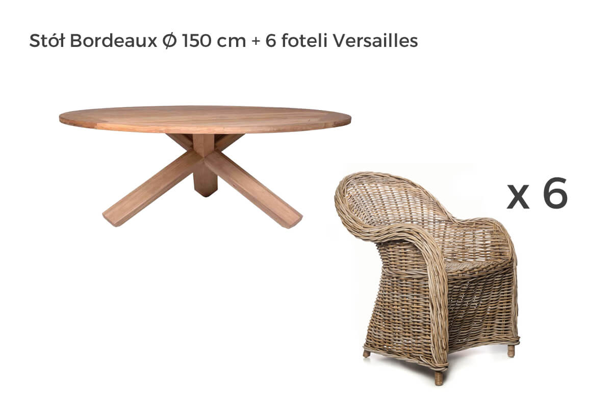 Bordeaux Versailles komplet mebli ogrodowych 6-8 osób, wariant 63887 Vimine
