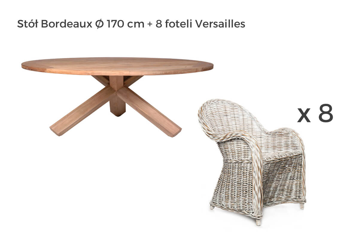 Bordeaux Versailles komplet mebli ogrodowych 6-8 osób, wariant 63890 Vimine