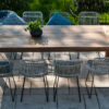 Nimes Dinan zestaw ogrodowy stołowy 8 osób stół teakowy ogrodowy Nimes 240 cm 8 krzeseł Dinan rattan biały Twoja Siesta VImine luksusowe meble ogrodowe