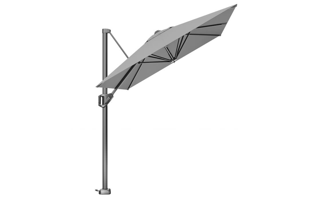 Parasol na taras Voyager T1 3 x 2 m z boczną noga bez podstawy kolor jasnoszary Platinum parasole ogrodowe