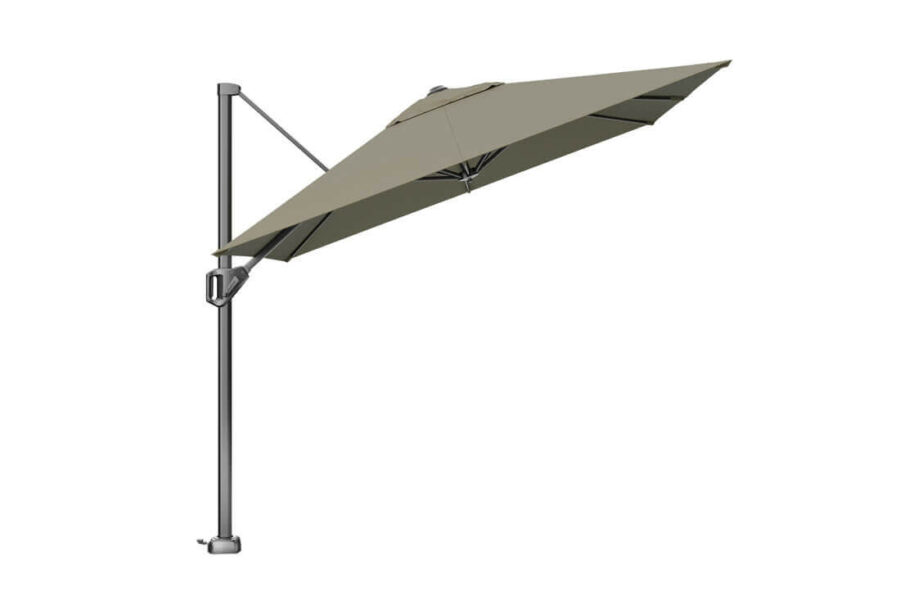Parasol na taras Voyager T1 3 x 2 m z boczną noga bez podstawy kolor szarobeżowy Taupe Platinum parasole ogrodowe