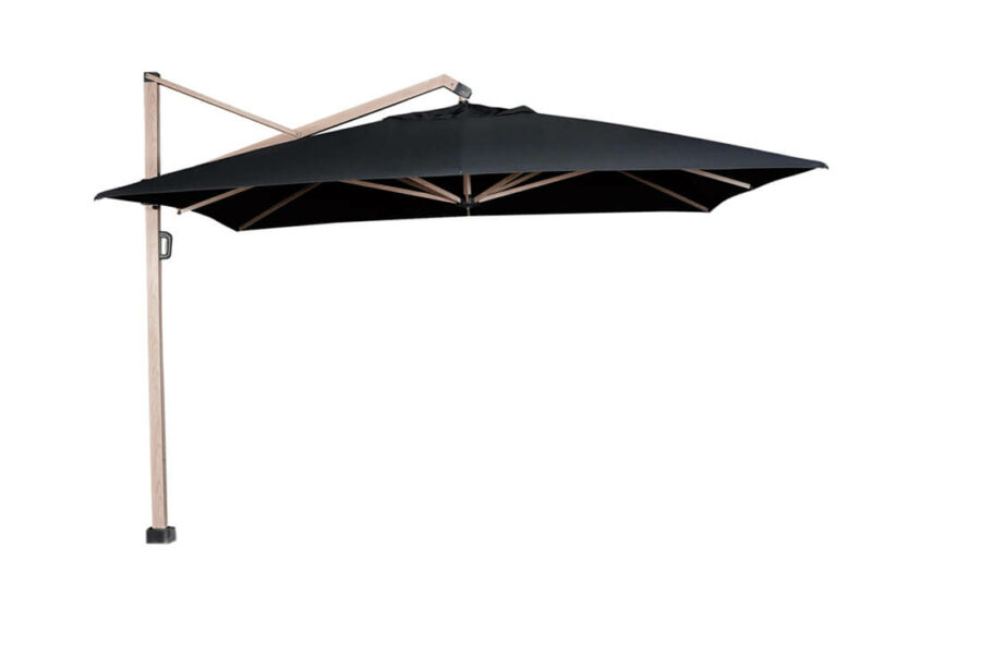 Parasol ogrodowy Icon 4 x 3 m stelaż kolor dąb bez podstawy kolor faded black czarny luksusowe parasole ogrodowe Platinum
