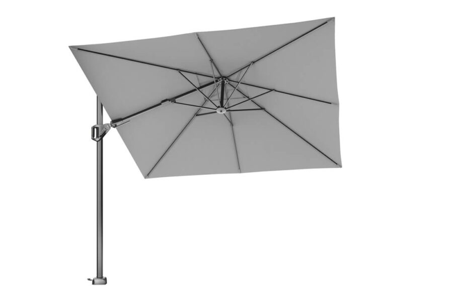Parasol ogrodowy Voyager T2 2,7 x 2,7 m z boczną nogą jasnoszary bez podstawy Platinum luksusowe parasole ogrodowe