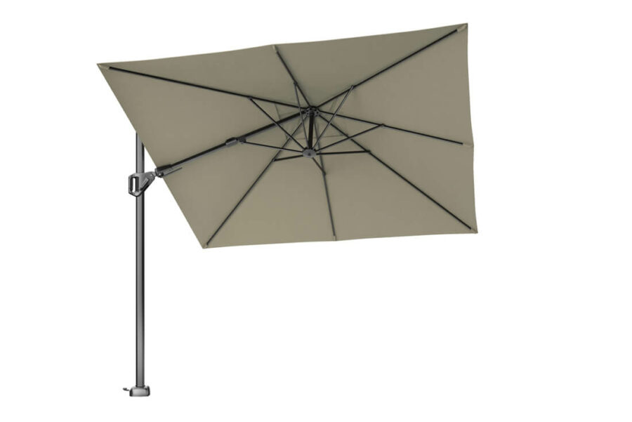 Parasol ogrodowy Voyager T2 2,7 x 2,7 m z boczną nogą szarobeżowy taupe bez podstawy Platinum luksusowe parasole ogrodowe