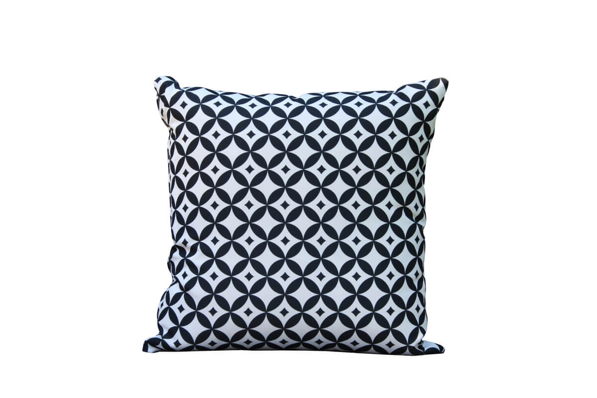 Passo czarno-biała poduszka ogrodowa ozdobna wzór mozaika Twoja Siesta luksusowe meble ogrodowe