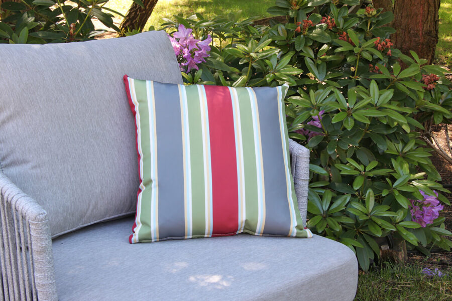 Passo makowa poduszka ogrodowa ozdobna wzór szerokie pasy Twoja Siesta dekoracyjne poduszki ogrodowe