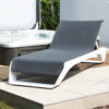 Onda Pininfarina luksusowy leżak ogrodowy białe aluminium tkanina batyline eden szara Higold luksusowe meble ogrodowe