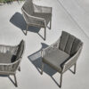 Bijou zestaw stołowy meble ogrodowe aluminiowe szare krzesła ogrodowe plecione lina Apple Bee luksusowe meble ogrodowe