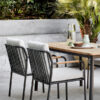 Elle Alu aluminiowy zestaw stołowy do ogrodu dla 4 osób krzesła ogrodowe Apple Bee designerskie meble ogrodowe