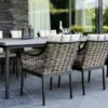 Milou Black luksusowy zestaw obiadowy technorattan aluminium - stół blat betonowy 6 krzeseł ekskluzywne meble ogrodowe Apple Bee