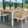 Milou White luksusowe meble stołowe technorattan aluminium kolor biały Apple Bee