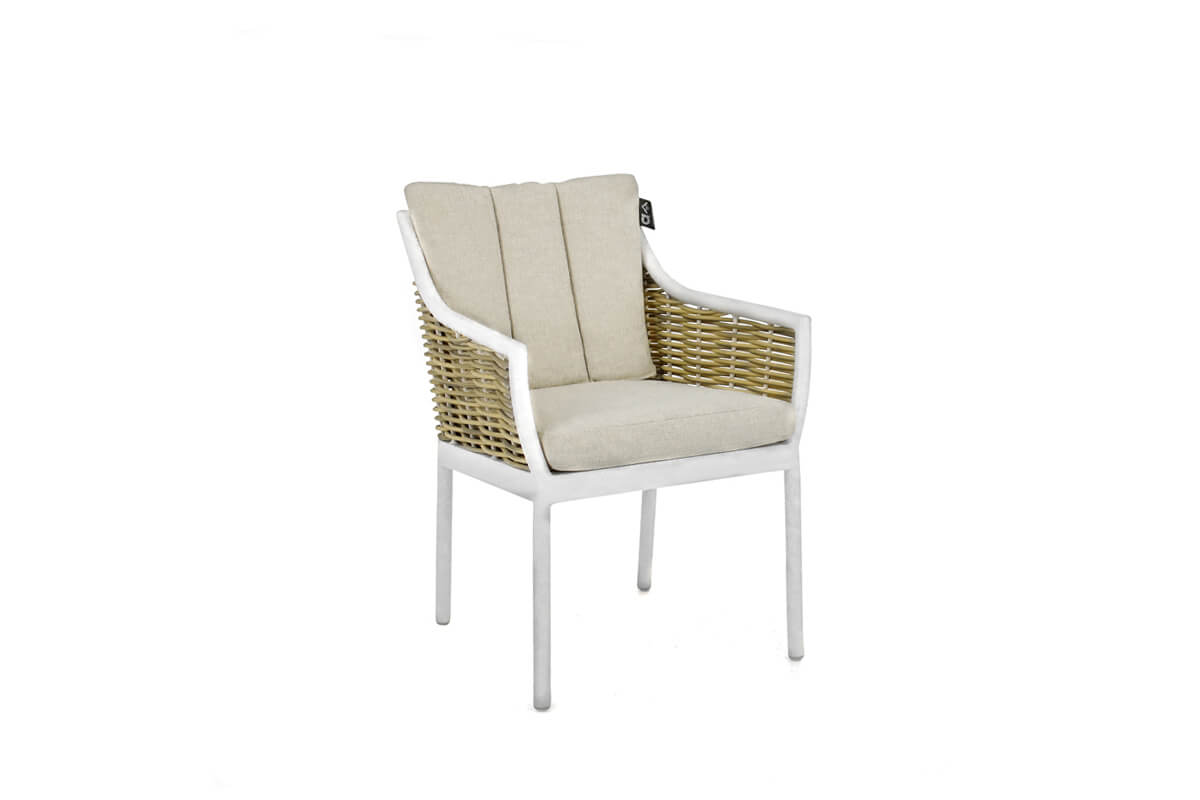 Milou White luksusowe meble stołowe technorattan elementy zestawu krzesła ogrodowe Apple Bee luksusowe meble ogrodowe