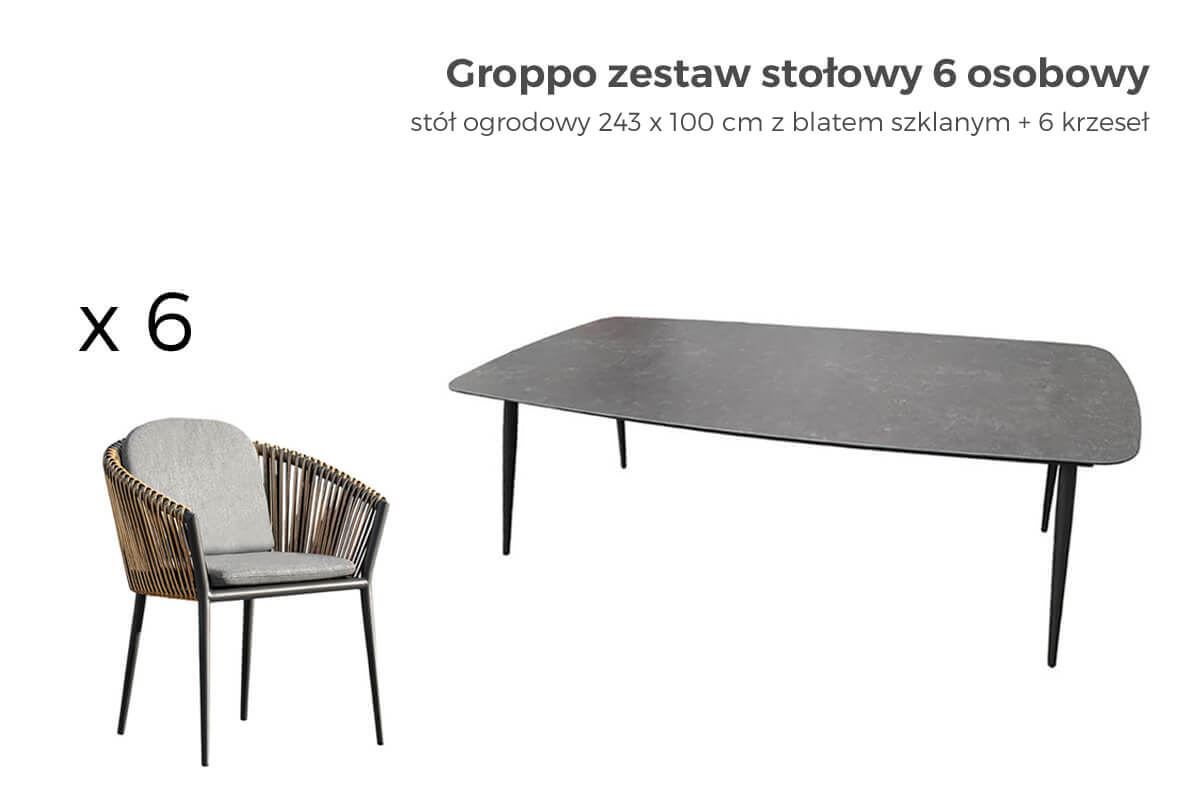 Groppo ogrodowy zestaw stołowy 6-8 osób, wariant 63484 Twojasiesta.pl