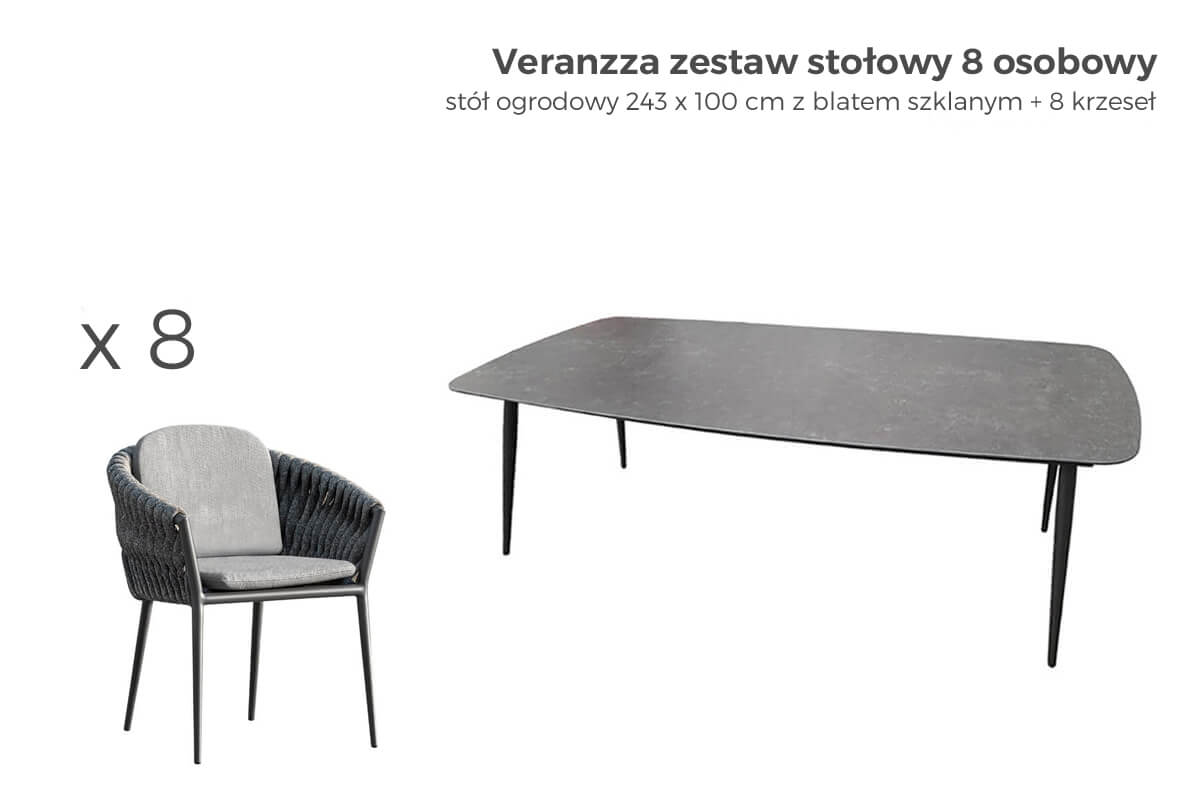 Veranzza meble ogrodowe zestaw obiadowy 6-8 osób, wariant 66717 Twojasiesta.pl