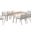 Nofi meble ogrodowe aluminiowe zestaw obiadowy stołowy aluminium teak Higold nowoczesne meble ogrodowe aluminium