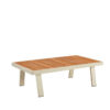 Nofi zestaw mebli ogrodowych z sofą 2 osobową niski stolik kawowy drewno tekowe Higold meble ogrodowe aluminium
