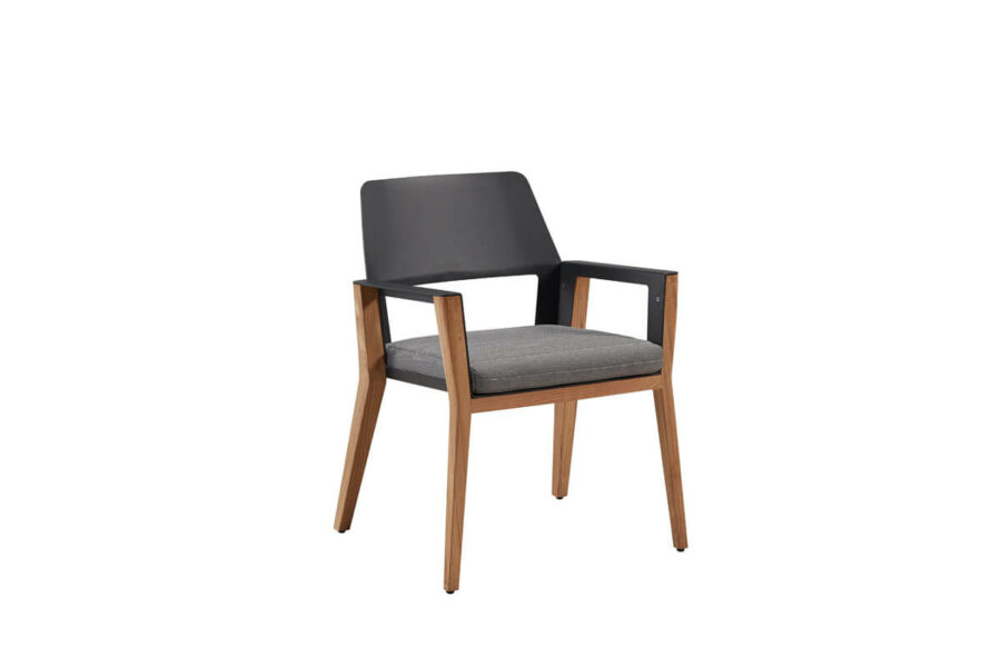 Sheldon meble ogrodowe czarny zestaw stołowy krzesło ogrodowe aluminium drewno Higold eleganckie meble ogrodowe