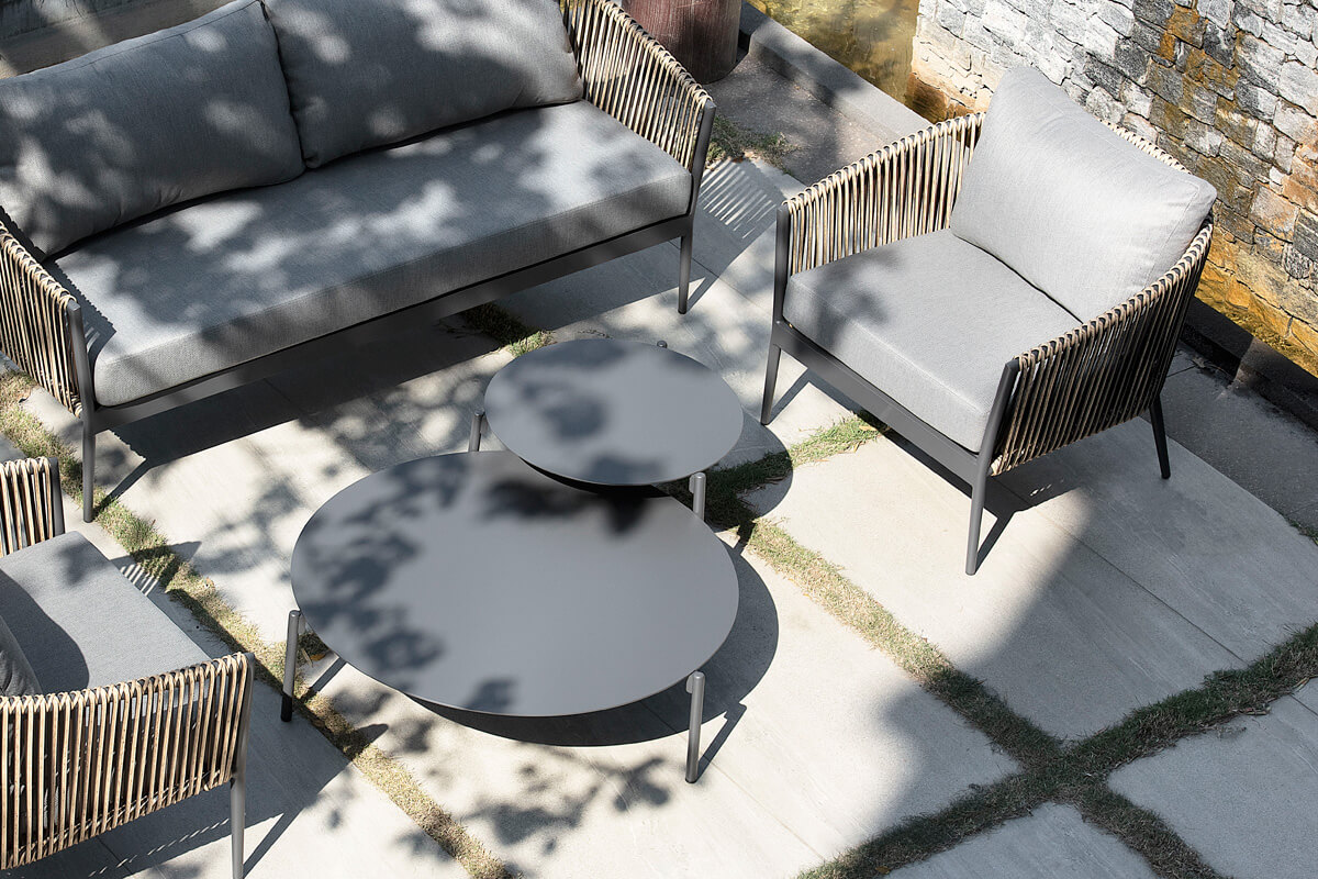 Ambience ogrodowy stolik kawowy z aluminium stoliki antracytowe charcoal duży średni Twoja Siesta meble ogrodowe aluminium