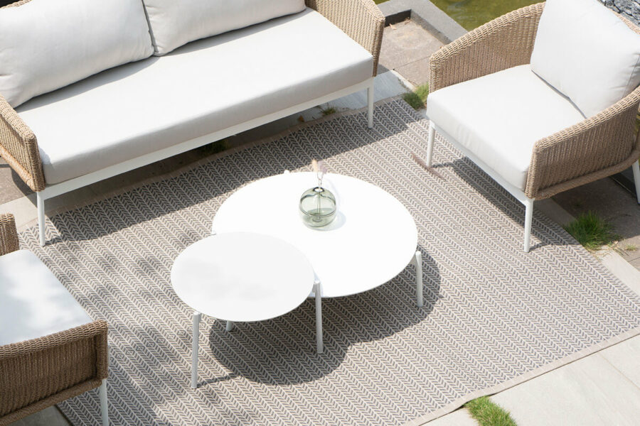 Ambience ogrodowy stolik kawowy z aluminium stoliki białe duży średni Twoja Siesta meble ogrodowe aluminium