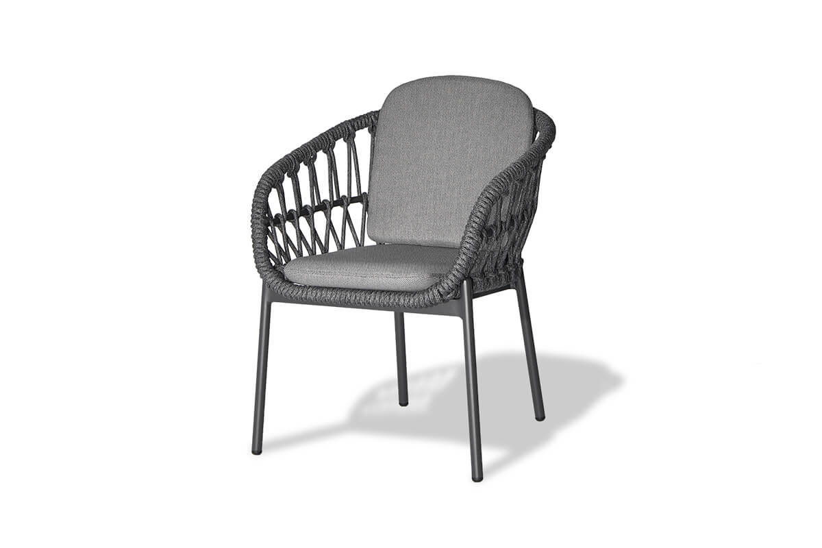 Grinta zestaw ogrodowy stołowy krzesło ogrodowe plecione szare meble ogrodowe Twojasiesta