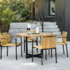 Jakarta zestaw stołowy do ogrodu dla 4 osób stół żółte krzesła ogrodowe sztapla lina Apple Bee zestawy ogrodowe premium