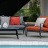 Milan fotel ogrodowy pomarańczowy poduszki spun-poly Twoja Siesta meble ogrodowe aluminium