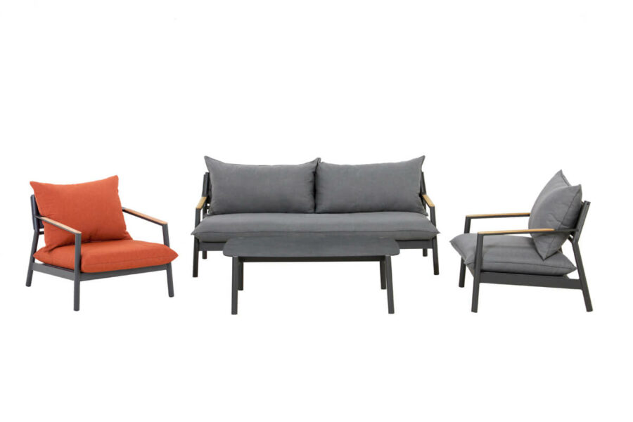 Milan komplet mebli ogrodowych wypoczynek pomarańczowy mix sofa fotel szary pomarańczowy Twoja Siesta meble ogrodowe