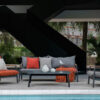 Milan komplet mebli ogrodowych wypoczynek pomarańczowy sofa fotel szary pomarańczowy stolik Twoja Siesta meble ogrodowe