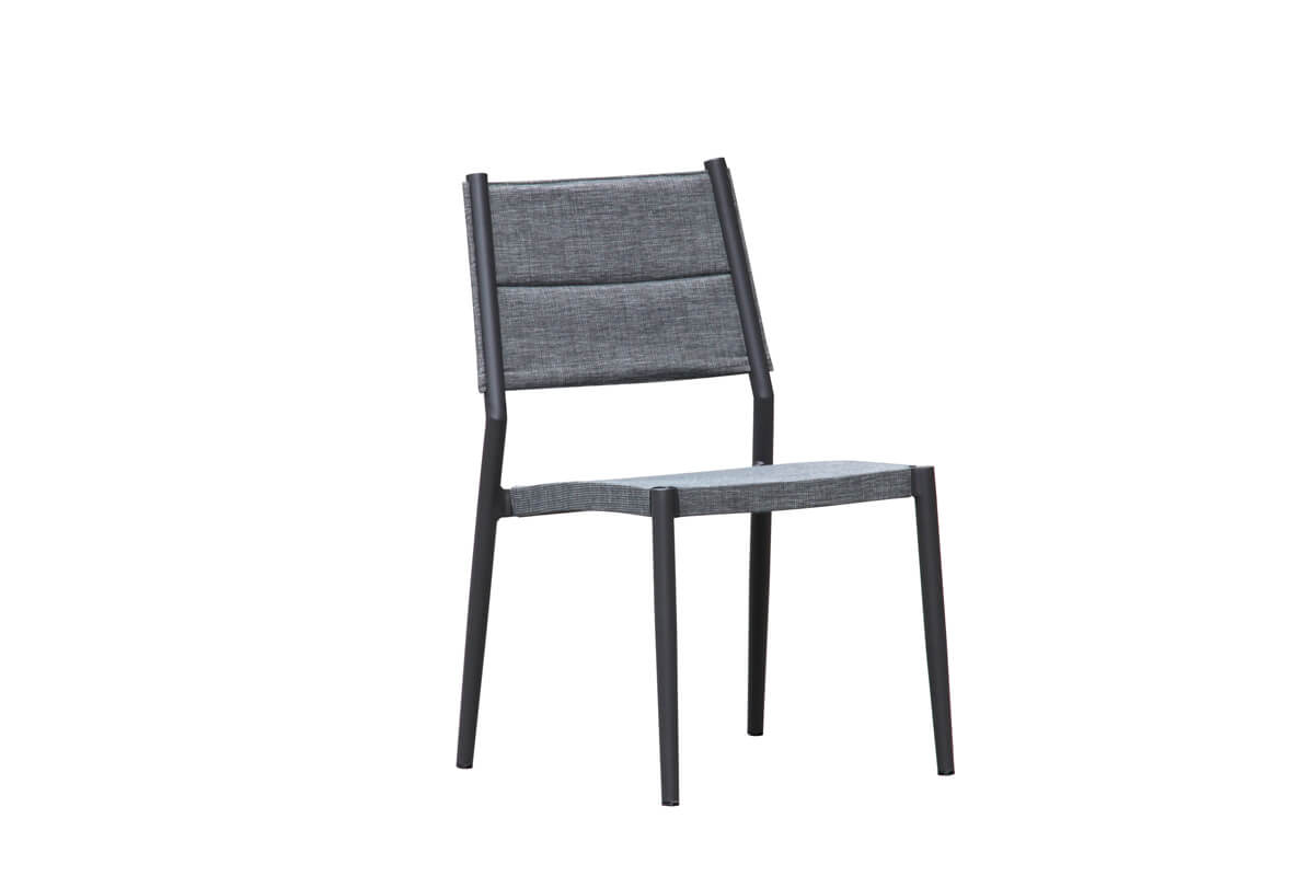 Monti meble ogrodowe zestaw stołowy szare krzesło ogrodowe aluminiowe textilene Twoja Siesta nowoczesne meble ogrodowe
