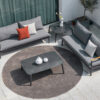 Milan nowoczesny narożnik ogrodowy zestaw 1 sofy ogrodowe stoliki szare Twoja Siesta meble ogrodowe aluminium