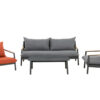 Milan zestaw mebli ogrodowych wypoczynkowy szary mix sofa ogrodowa szara fotel szary pomarańczowy stolik Twoja Siesta meble ogrodowe aluminium