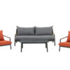 Milan zestaw mebli ogrodowych wypoczynkowy szary pomarańczowy sofa ogrodowa szara fotele pomarańczowe stolik Twoja Siesta meble ogrodowe aluminiowe
