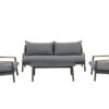 Milan zestaw mebli ogrodowych wypoczynkowy szary sofa ogrodowa szara fotele szare stolik Twoja Siesta meble ogrodowe aluminium