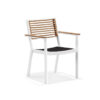 York zestaw mebli ogrodowych biały krzesło ogrodowe podłokietniki aluminium teak Higold meble ogrodowe aluminium